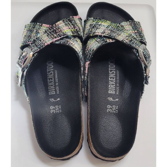 Birkenstock Siena Synthetic Material/Textile Green Two-Strap Sandals Sz 39 New - Picture 6 of 10